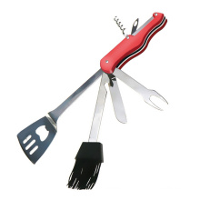 Portable Stainless Steel Camping Fork, Knife and Can Bottle Opener, 7-in-1 Camping Utensils BBQ multi tool